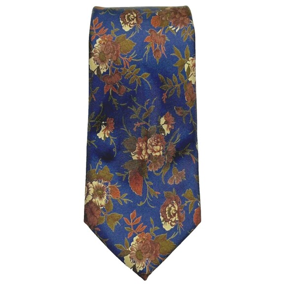 Philippe Vendome Paris Creation Necktie Tie 100% Silk Floral Navy Made in France - Picture 1 of 7